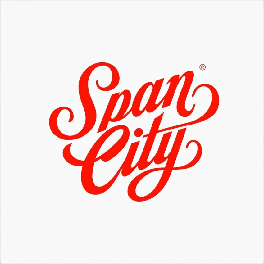 Красный типографический логотип Span City